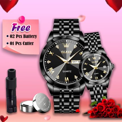 OLEVS Stainless Steel Couple Watches